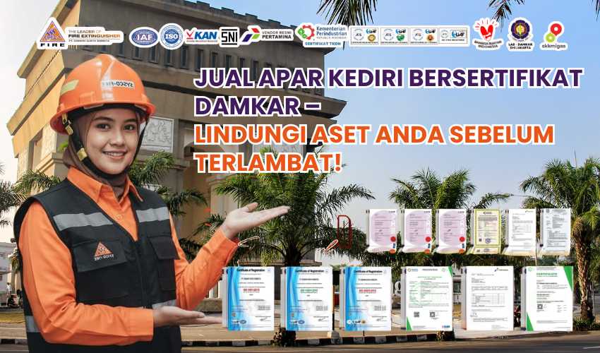 Jual APAR Bersertifikat Damkar di Kediri, Distributor APAR Kediri resmi, Supplier alat pemadam kebakaran bersertifikat, Jual APAR lulus uji Lab Damkar, Harga pemadam api ringan Kediri terbaru, Isi ulang APAR Kediri bergaransi, Proteksi kebakaran standar K3 perkantoran, Jual alat pemadam api portable SNI, Layanan refill pemadam api kilat Kediri, Alat keselamatan kerja tabung baja kuat, Pemadam api bersertifikat TKDN berkualitas.